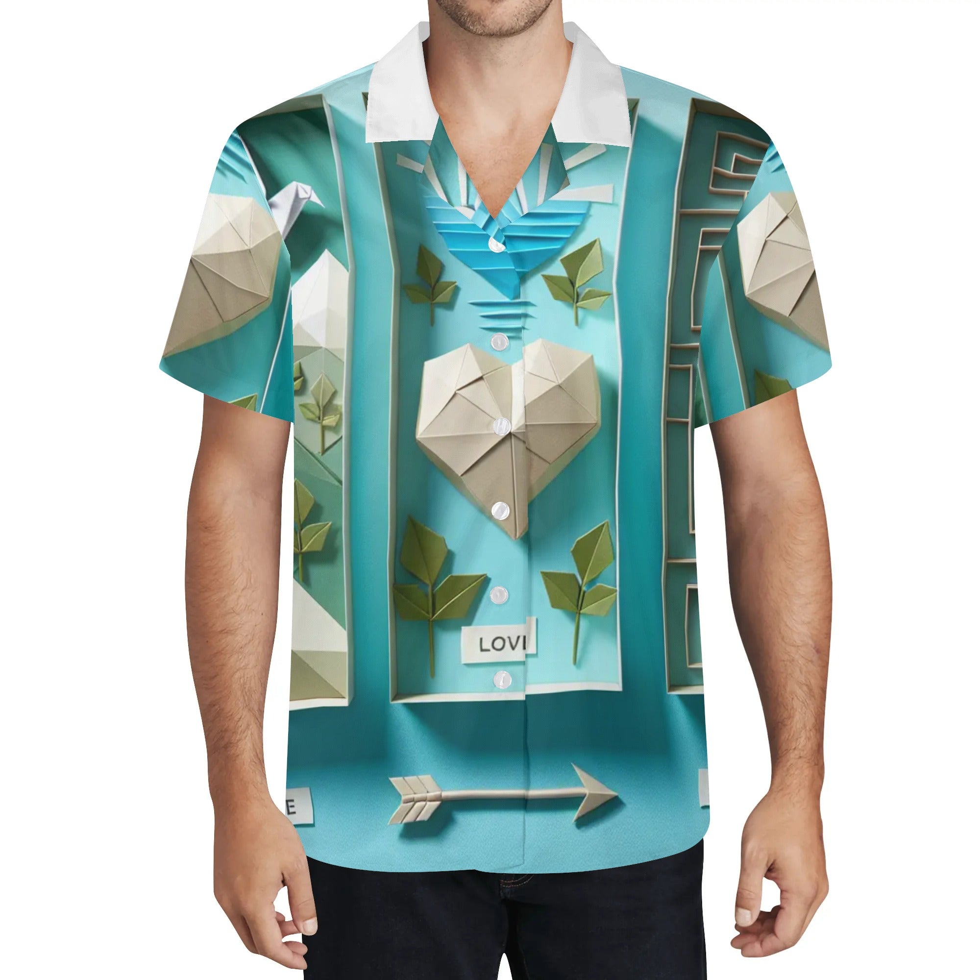 Rooted Mens All Over Print Casual Hawaiian Shirt