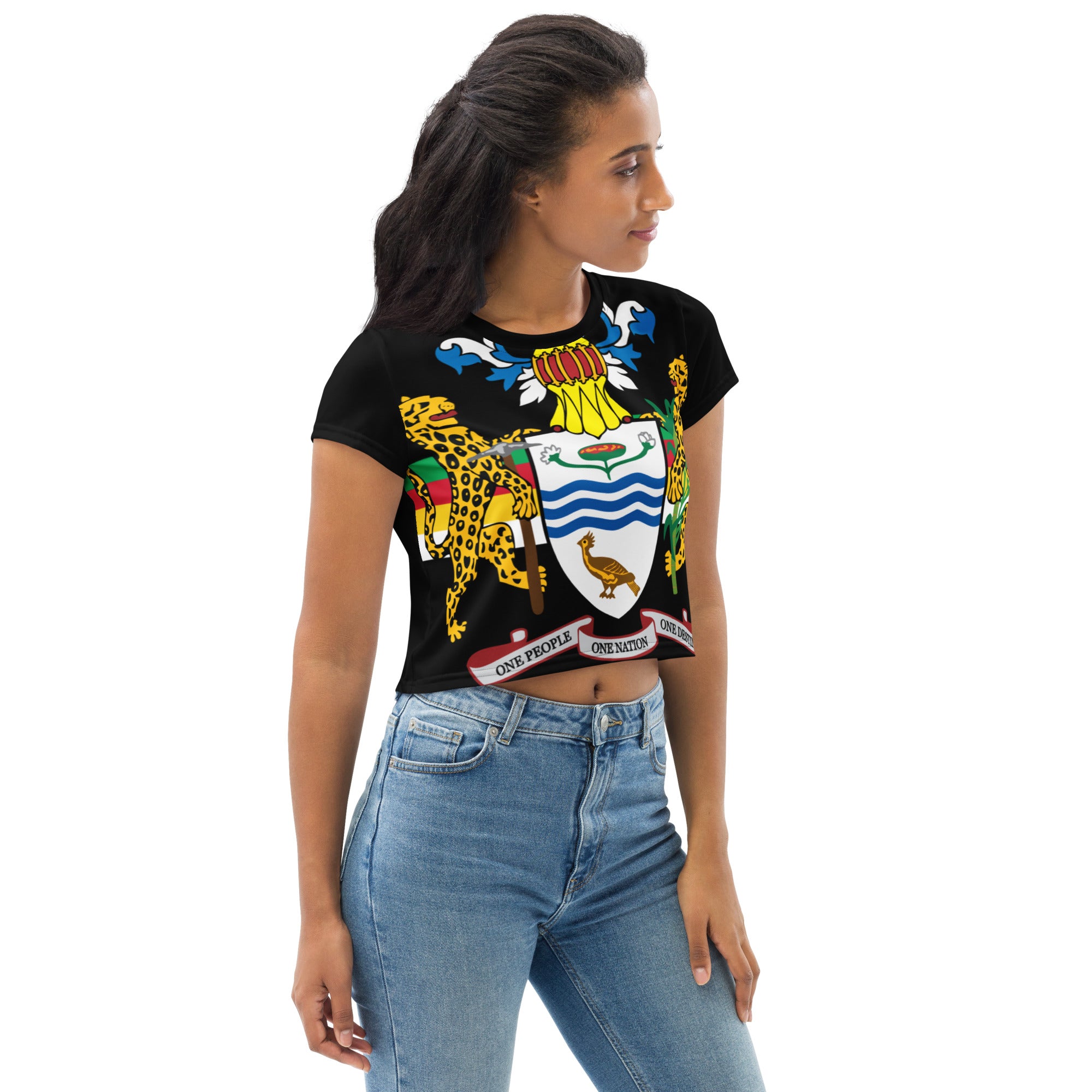 Guyana All-Over Print Crop Tee