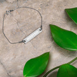 Engraved Silver Bar Chain Bracelet - ROOTED BRAND 